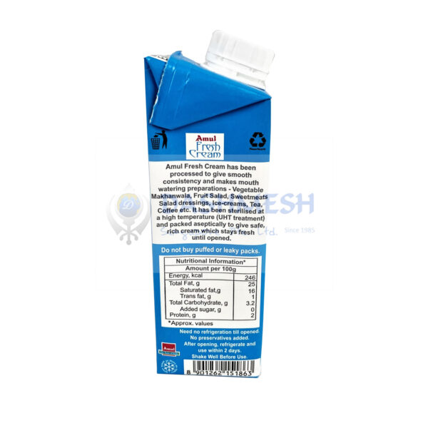 Amul Fresh Cream 250ml - Image 4