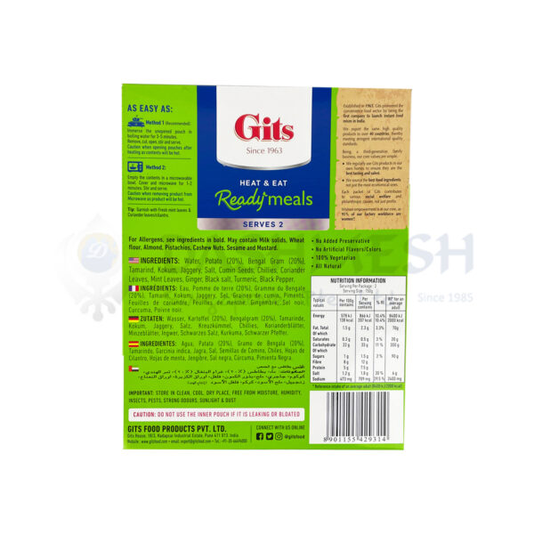 Gits Aloo Chana Chat Ready to Eat 300g - Image 2