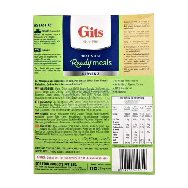 Gits Chana Masala Ready to Eat 300g - Image 2