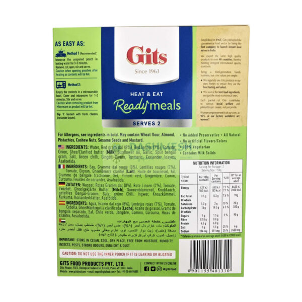 Gits Dal Tadka Ready To Eat 300g - Image 2
