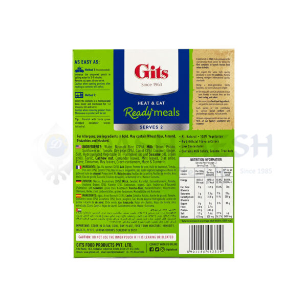 Gits Veg Pulao Ready to Eat 265g - Image 2