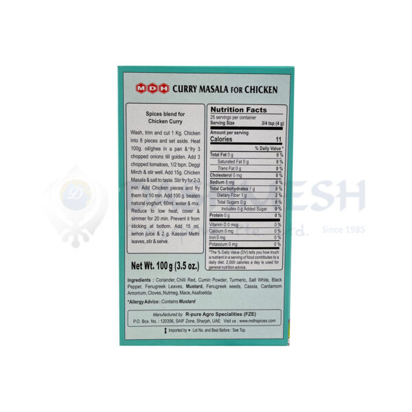 MDH Chicken Curry Masala 100g - Image 2
