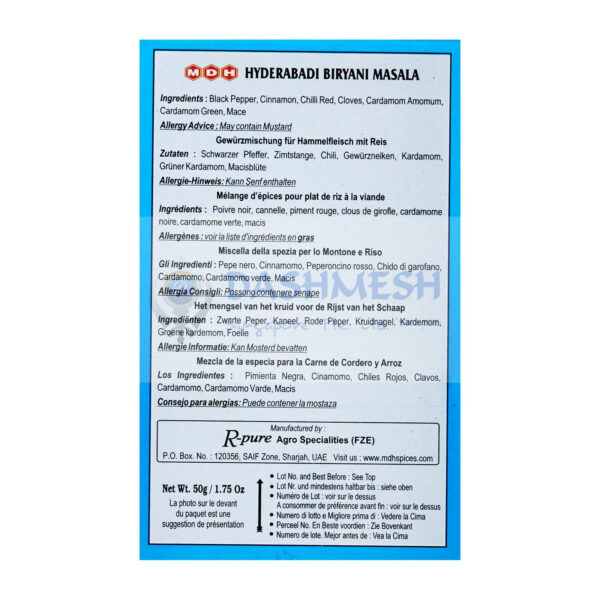 MDH Hyderabadi Biryani Masala 50g - Image 2