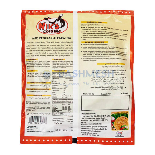 Niks Mixed Veg Paratha - 4s - Image 2