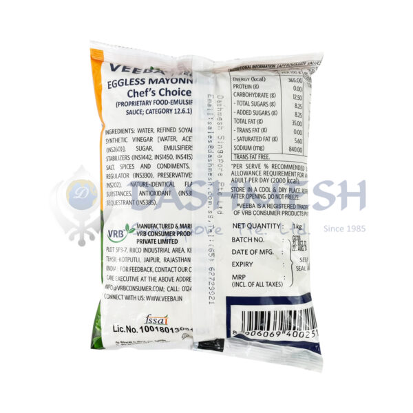 Veeba Eggless Mayonnaise (Chef's Choice) 1kg - Image 2